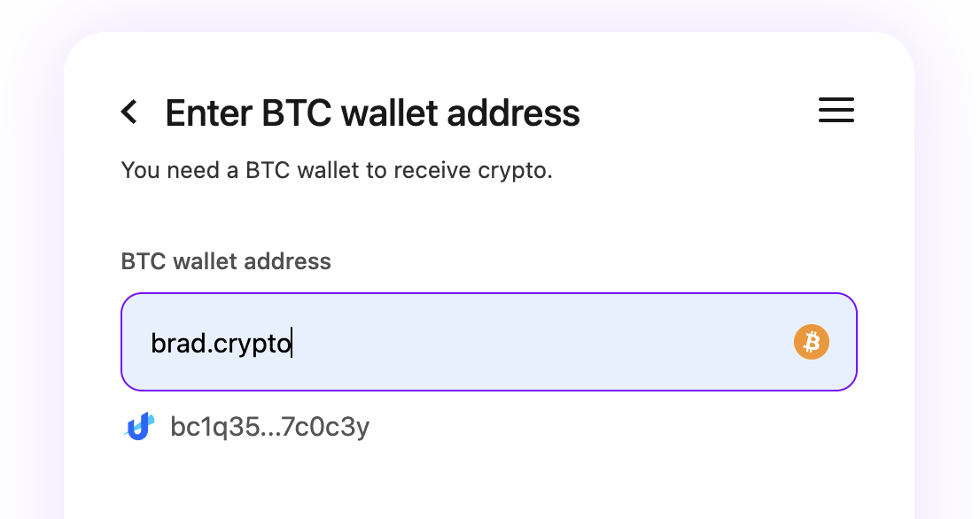 preview of resolved address near domain name